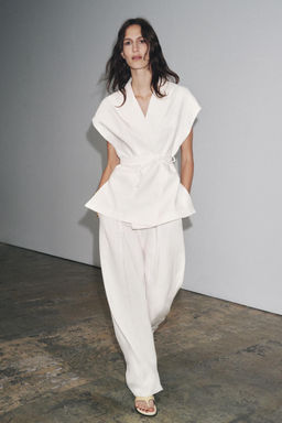 LINEN BLEND PLEATED TROUSERS ZW COLLECTION - Zara фото 9