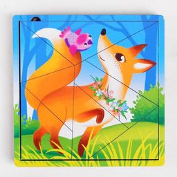 Пазл разрезной Лесные животные, 3 картинки в раме - Лесная мастерская фото 4