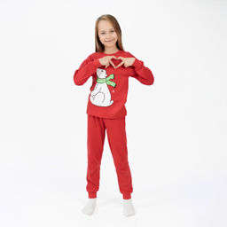 Пижама детская красная медведь ПЖ-1818 (158, 84)