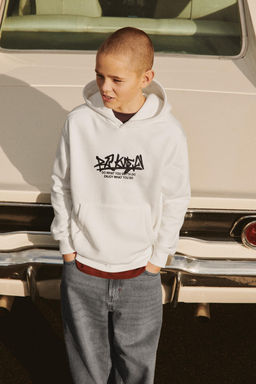 EMBROIDERED SLOGAN HOODIE - Zara фото 5