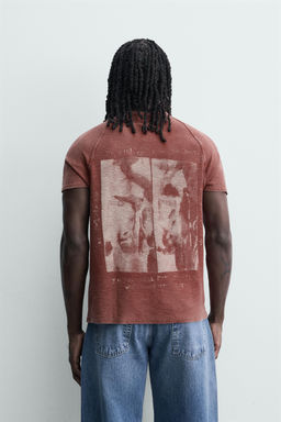CAMISETA PUNTO ESTAMPADOS LAVADOS / Rojo - Zara фото 3