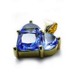 Подвеска Сердечко Лазурное-gold чешское стекло с алмазной огранкой