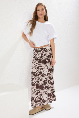 TRENDYOLMILLA Cok Renkli Leopar Animal Desenli Maxi Boy Dokuma Etek TWOAW25ET00030 фото 2