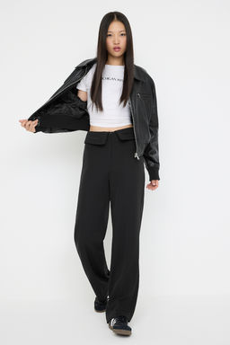 Teen Siyah Kemer Detayl? Wide Leg/Genis Paca Pantolon TWOAW26PL00035