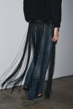 LEATHER STUDDED FRINGED CORSET BELT - Zara фото 2