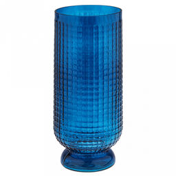 Ваза для цветов стеклянная "Маркуль-1" 3л, д14см, h31см, большая, текстурная, "Скандик", лазурный (Россия)