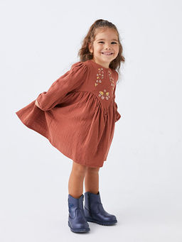 Bisiklet Yaka Uzun Kollu Nak??l? K?z Bebek Elbise - Waikiki фото 2