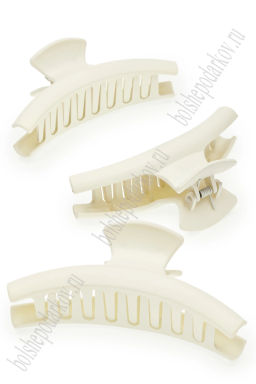 Крабики для волос матовые 12*5 см (12 шт) SF-7979, айвори