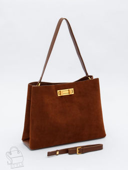 Сумка женская кожаная 1087MF brown Polina&Eiterou