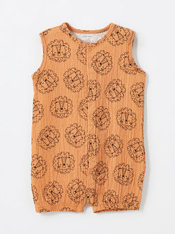 Bisiklet Yaka K?sa Kollu Bask?l? Erkek Bebek Tulum