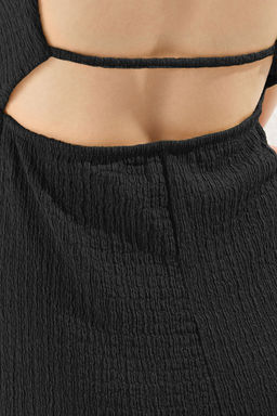 TRENDYOLMILLA Yag Yesil Duz S?rt Dekolteli Ask?l? Maxi Esnek Orme Elbise TWOSS25EL00366