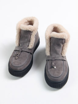 Ботинки 307.от11bl. серый замок замша/Мех