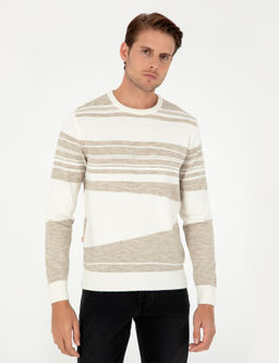 Kum Melanj Slim Fit Bisiklet Yaka Y_n Kar___ml_ Triko Kazak - Pierre cardin фото 3