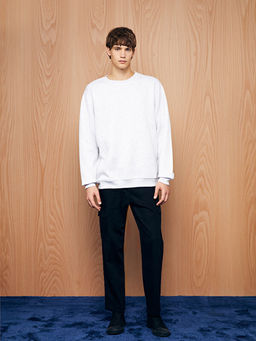 Bisiklet Yaka Uzun Kollu Erkek Sweatshirt
