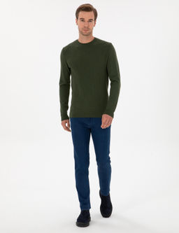 A__k Mavi Slim Fit Pamuk Liyosel Kar___ml_ Jean Pantolon