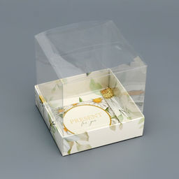 Цена за 5 шт. Коробка сборная с PVC крышкой, «Ромашки», 10×10×10 см