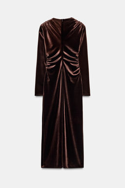 DRAPED VELVET MIDI DRESS - Zara фото 7