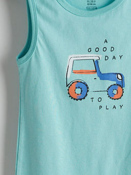 Bask?l? Erkek Bebek Penye Tulum