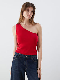 Tek Omuz Crop Kad?n Triko Atlet