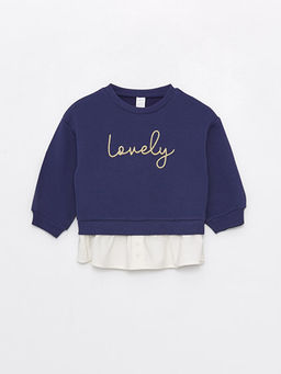 Bisiklet Yaka Uzun Kollu Bask?l? K?z Bebek Sweatshirt