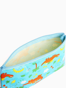 Цена за 3 шт. Косметичка-пенал на молнии, плоская, с рисунком Динозавры, голубая - Simaland фото 3