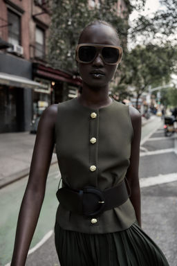 MIDI CONTRAST DRESS WITH BELT - Zara фото 3