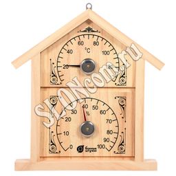 Термометр с гигрометром банная станция "Домик" 23,6х22х2,5 см