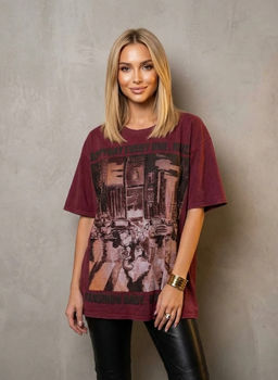 K13437 Футболка OVER SIZE (хлопок) БУРГУНДИ