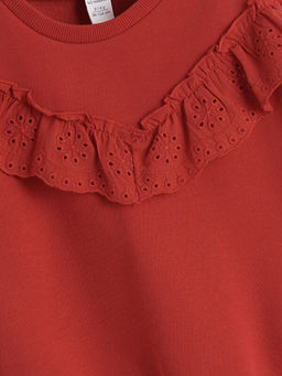 Bebe Yaka Bask?l? Uzun Kollu K?z ?ocuk Sweatshirt