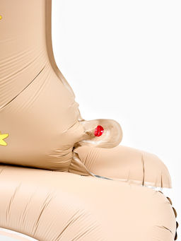 Цена за 2 шт. Воздушный шар фольгированный 32" "Цифра 1 с мишкой"  цвет бежевый, под воздух