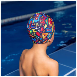 Цена за 2 шт. Шапочка для плавания детская ONLYTOP Fusion, тканевая, обхват 46-50 см