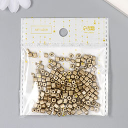 Цена за 2 шт. Бисер кубический стекло 4×4 мм «Металлик. Светлое золото», набор 20 г