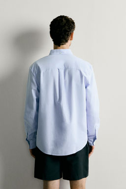 CAMISA REGULAR FIT ESTRUCTURA OXFORD / Celeste - Zara фото 3