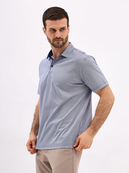 Джемпер мужской с воротником поло короткий рукав GREG G144-TD1246-LT4627 (синий)  фото 6