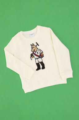 Erkek _ocuk Krem Bisiklet Yaka Sweatshirt