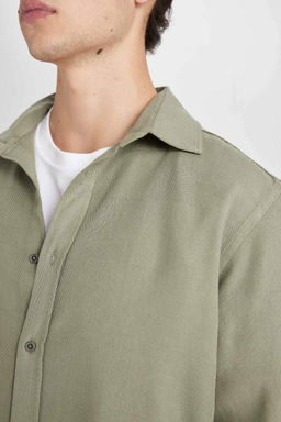 Хлопковая рубашка обычного кроя с длинными рукавами - Defacto фото 5