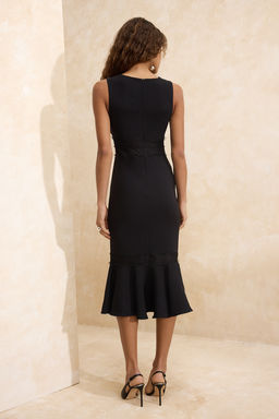 Siyah Dantel Detayl? Dokuma Midi Astars?z S?k/Gece Elbise TPRSS26EL00014 - Trendyolmilla фото 10