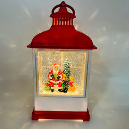 Новогодний декор стекло - Фонарь-окно красный 23 см (арт. WDL-23018A/B) в ассортименте