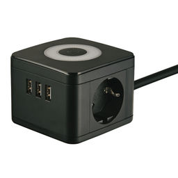 S-GCD2-1,5SBU BLACK Удлинитель серии Standard, с/з, шнур 1,5м, 2 гнезда, 3 USB, 16А. Черный. ТМ Uniel
