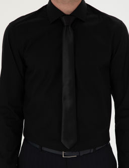 Черная классическая хлопковая рубашка приталенного кроя - Cacharel фото 6