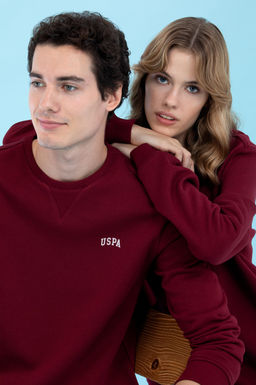 Bordo Bisiklet Yaka Basic Sweatshirt