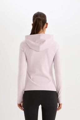 DeFactoFit Облегающая футболка с капюшоном и длинными рукавами для спортсменов  фото 6