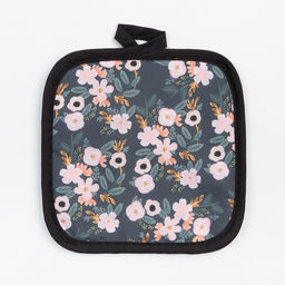 Кухонный набор 2 прихватки Доляна Цветочки , прихватка 17х17 см, варежка 24х18 см, 100% п/э  фото 4