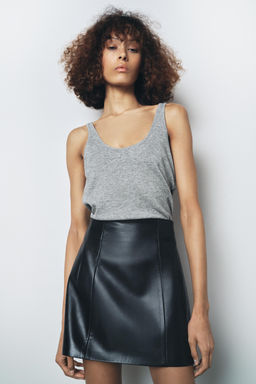 ZW COLLECTION LIMITED EDITION 100% LEATHER SHORT SKIRT - Zara фото 9