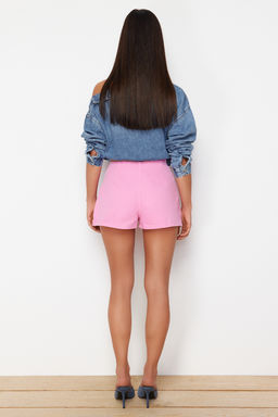 TRENDYOLMILLA Pembe Cep Detayl? Yuksek Bel Denim Sort TWOSS24SR00115 фото 6