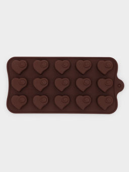 Форма для конфет и шоколада Доляна Сердцеедка, силикон, 21.5?11?1.5 см, 15 ячеек, коричневая