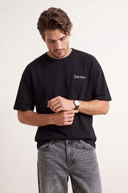 Siyah Oversize/Geni_ Kesim Nak__l_ Kal_n _nterlok T-Shirt TMNSS26TS00037 - Trendyolmilla фото 2