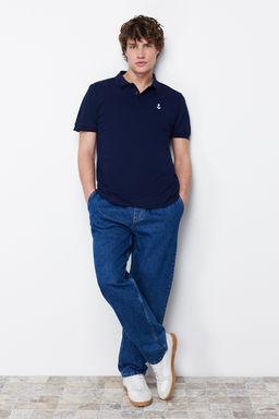 Lacivert Regular/Normal Kesim %100 Pamuklu Capa Nak?sl? Polo Yaka T-shirt TMNSS23PO00031