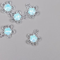 Цена за 5 шт. Декор для творчества металл «Цветок», серебро, голубой, 1.8×1.5×0.5 см