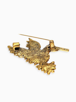 Брошь "Калибри", цветная в чернёном золоте